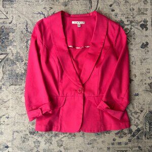 CAbi Hot Pink Tailored Blazer Jacket – Size 4 – Roll Tab Sleeves